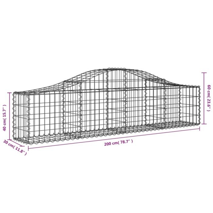 Cesti Gabbioni ad Arco 9 pz 200x30x40/60 cm Ferro Zincato - immagine 5