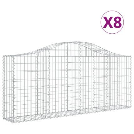 Cesti Gabbioni ad Arco 8 pz 200x30x80/100 cm Ferro Zincato