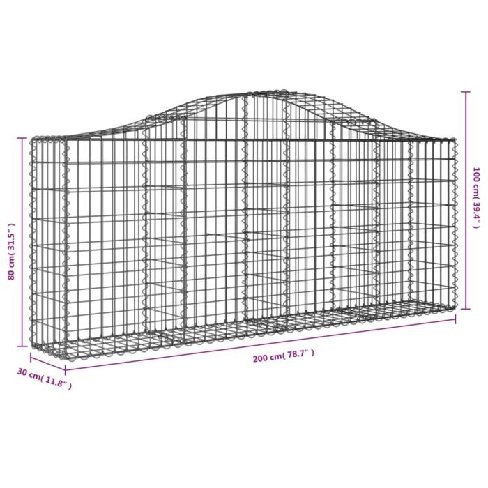 Cesti Gabbioni ad Arco 8 pz 200x30x80/100 cm Ferro Zincato - immagine 5