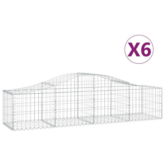Cesti Gabbioni ad Arco 6 pz 200x50x40/60 cm Ferro Zincato - immagine 1