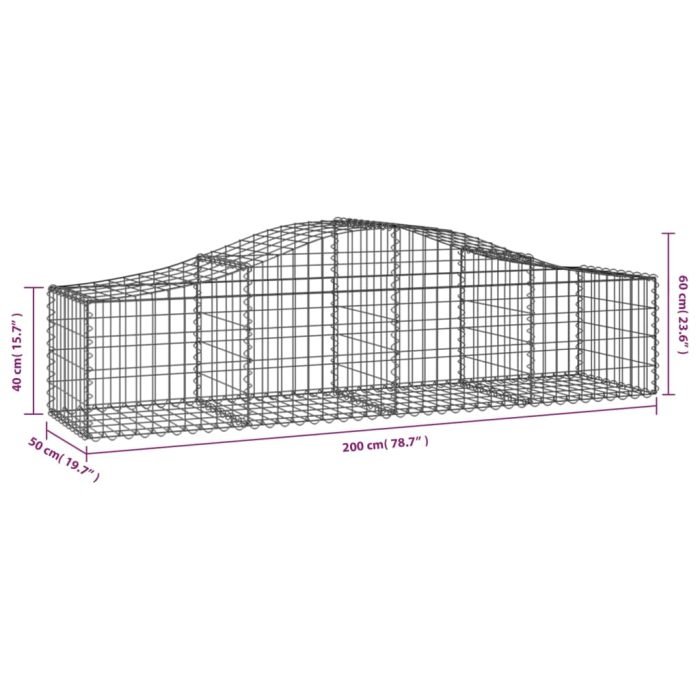 Cesti Gabbioni ad Arco 11 pz 200x50x40/60 cm Ferro Zincato - immagine 5