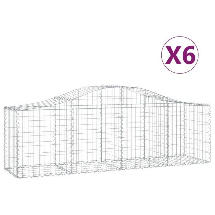 Cesti Gabbioni ad Arco 6 pz 200x50x60/80 cm Ferro Zincato - immagine 1