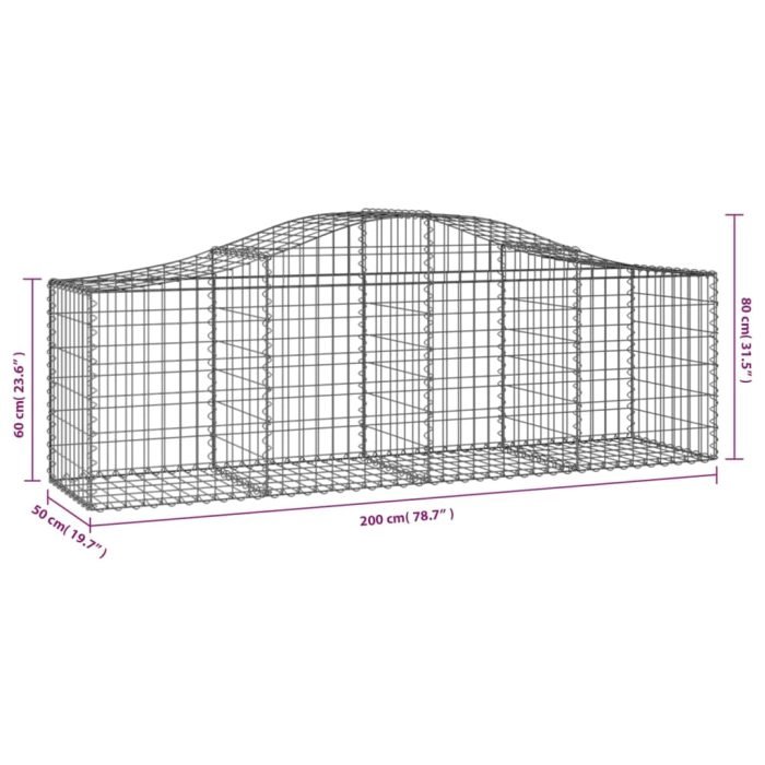 Cesti Gabbioni ad Arco 10 pz 200x50x60/80 cm Ferro Zincato - immagine 5