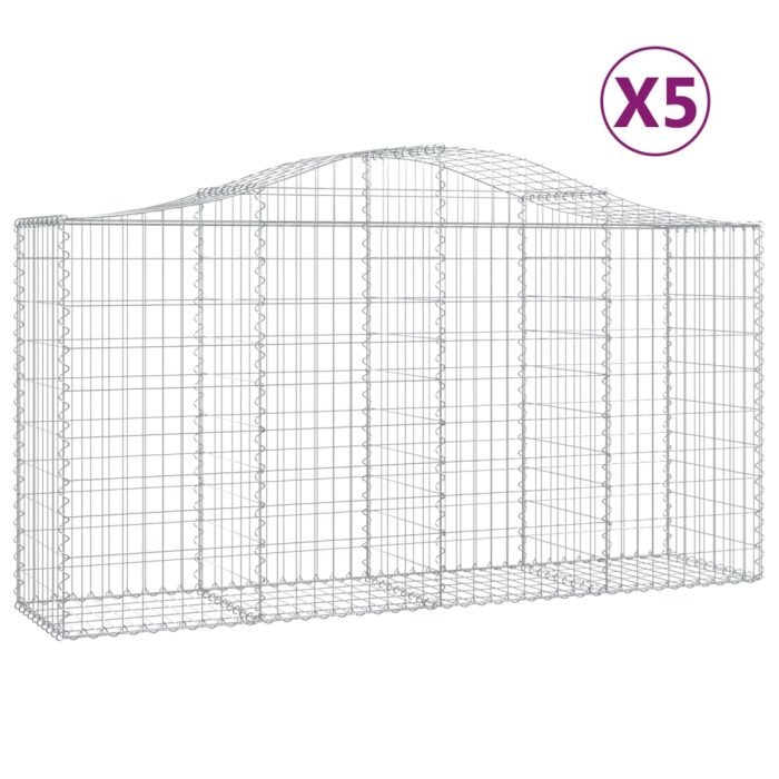 Cesti Gabbioni ad Arco 5 pz 200x50x100/120 cm Ferro Zincato - immagine 1