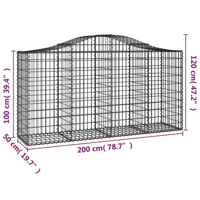 Cesti Gabbioni ad Arco 5 pz 200x50x100/120 cm Ferro Zincato - immagine 5