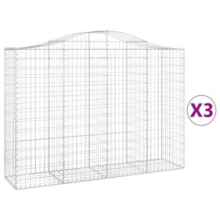 Cesti Gabbioni ad Arco 3 pz 200x50x140/160 cm Ferro Zincato
