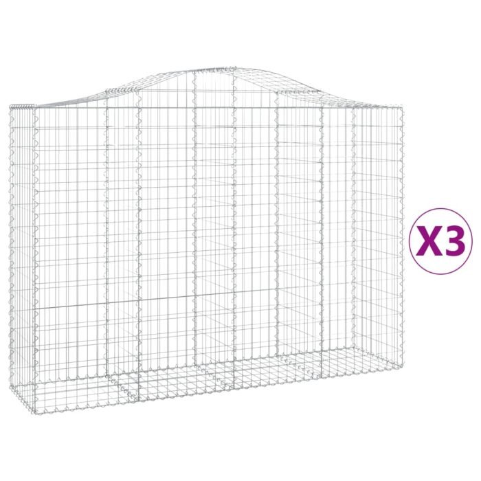 Cesti Gabbioni ad Arco 3 pz 200x50x140/160 cm Ferro Zincato - immagine 1