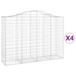 Cesti Gabbioni ad Arco 4 pz 200x50x140/160 cm Ferro Zincato