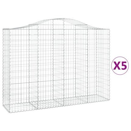 Cesti Gabbioni ad Arco 5 pz 200x50x140/160 cm Ferro Zincato
