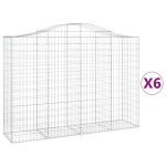 Cesti Gabbioni ad Arco 6 pz 200x50x140/160 cm Ferro Zincato