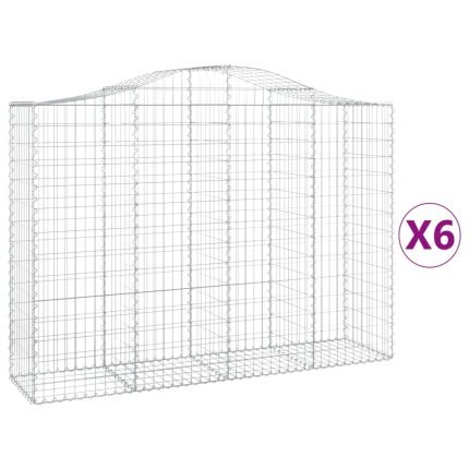 Cesti Gabbioni ad Arco 6 pz 200x50x140/160 cm Ferro Zincato