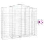 Cesti Gabbioni ad Arco 5 pz 200x50x160/180 cm Ferro Zincato