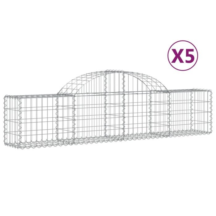 Cesti Gabbioni ad Arco 5 pz 200x30x40/60 cm Ferro Zincato - immagine 1