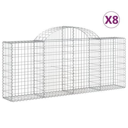 Cesti Gabbioni ad Arco 8 pz 200x30x80/100 cm Ferro Zincato