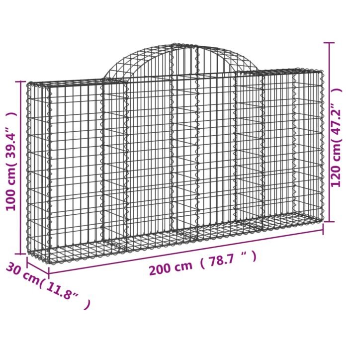 Cesti Gabbioni ad Arco 5 pz 200x30x100/120 cm Ferro Zincato - immagine 5