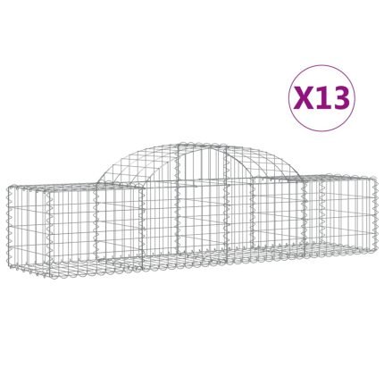 Cesti Gabbioni ad Arco 13 pz 200x50x40/60 cm Ferro Zincato