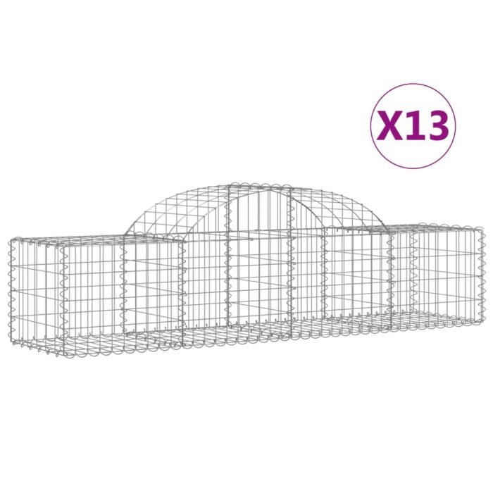 Cesti Gabbioni ad Arco 13 pz 200x50x40/60 cm Ferro Zincato - immagine 1