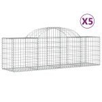 Cesti Gabbioni ad Arco 5 pz 200x50x60/80 cm Ferro Zincato