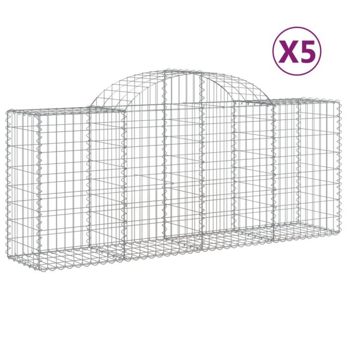 Cesti Gabbioni ad Arco 5 pz 200x50x80/100 cm Ferro Zincato - immagine 1