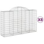 Cesti Gabbioni ad Arco 8 pz 200x50x120/140 cm Ferro Zincato