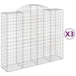 Cesti Gabbioni ad Arco 3 pz 200x50x160/180 cm Ferro Zincato