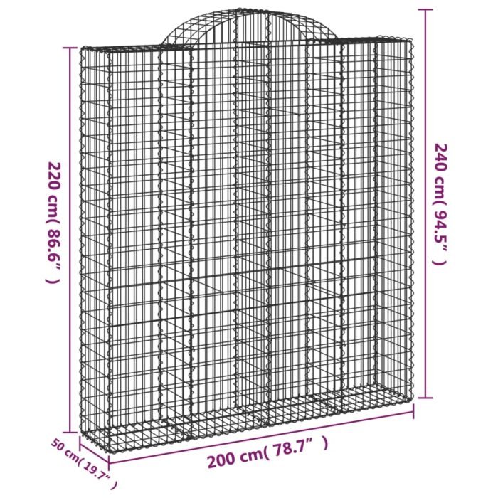 Cesti Gabbioni ad Arco 4 pz 200x50x220/240 cm Ferro Zincato - immagine 5