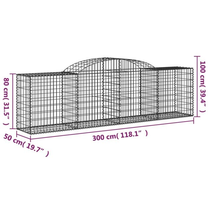 Cesti Gabbioni ad Arco 5 pz 300x50x80/100 cm Ferro Zincato - immagine 5