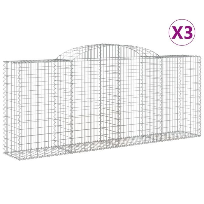 Cesti Gabbioni ad Arco 3 pz 300x50x120/140 cm Ferro Zincato - immagine 1