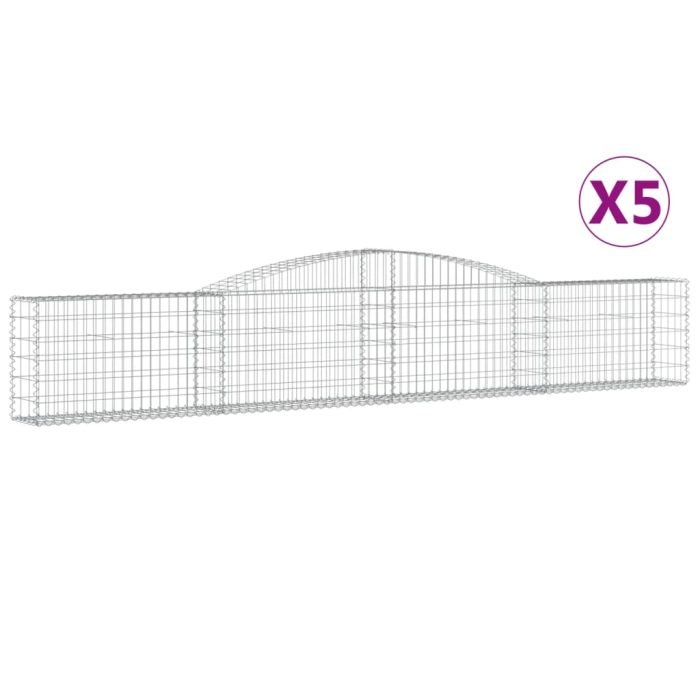 Cesti Gabbioni ad Arco 5 pz 400x30x60/80 cm Ferro Zincato - immagine 1