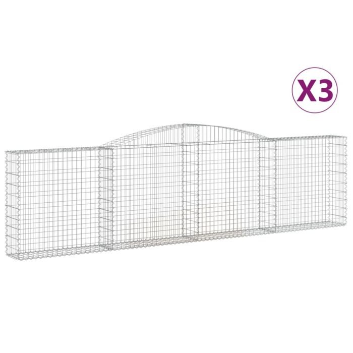 Cesti Gabbioni ad Arco 3 pz 400x30x100/120 cm Ferro Zincato - immagine 1
