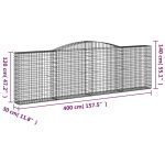 Cesti Gabbioni ad Arco 2 pz 400x30x120/140 cm Ferro Zincato - immagine 5