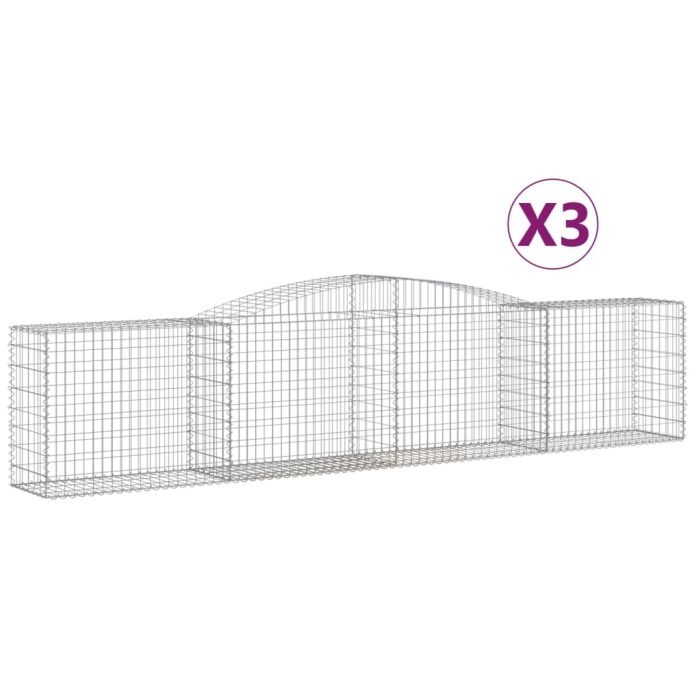 Cesti Gabbioni ad Arco 3 pz 400x50x80/100 cm Ferro Zincato - immagine 1